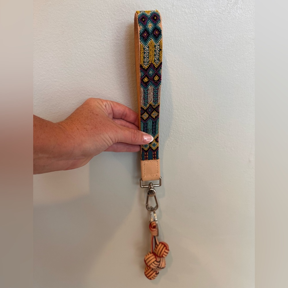 Consuela Handwoven Leather Wrist Strap and Vanessa Key Chain Charm